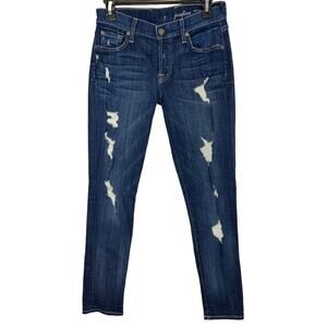 7 For All Mankind Josefina Skinny Boyfriend Distressed Jeans